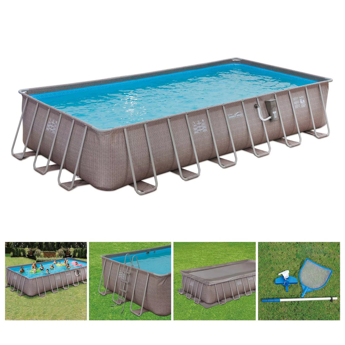 24 x 12 x 4.5' Rectangle Above Ground Frame Swimming Pool Set C2390