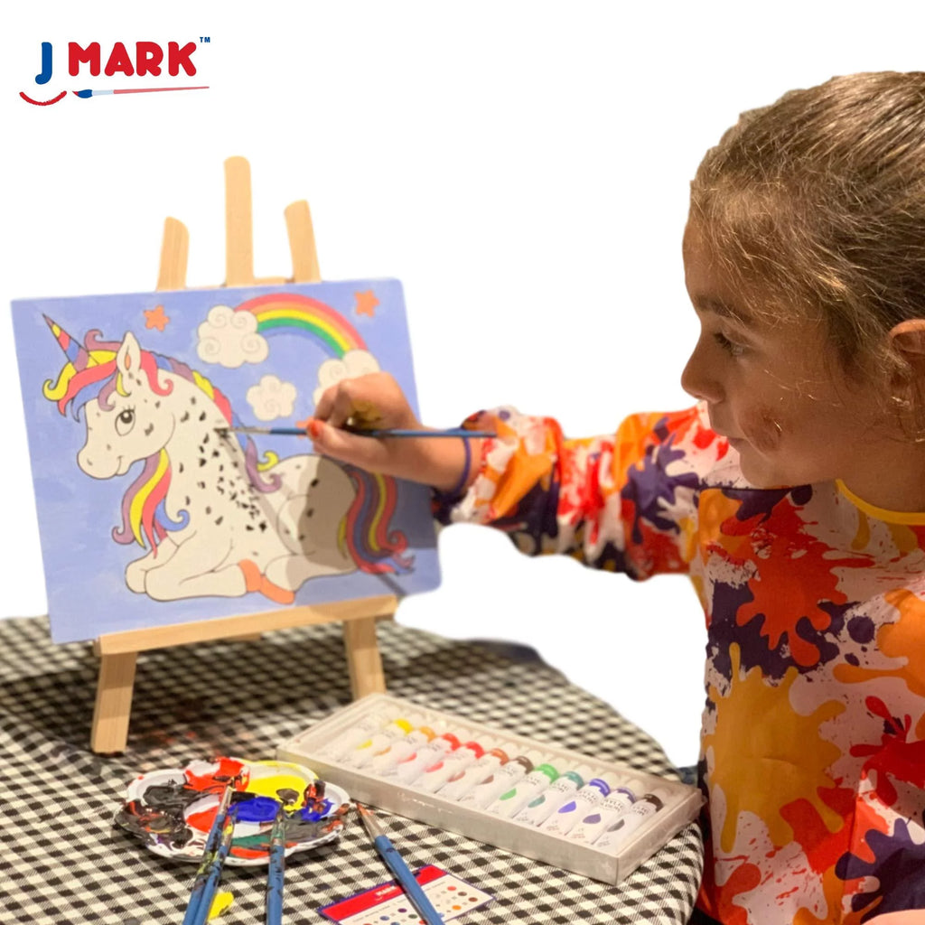 Acrylic Painting Kit with Storage Bag, Non Toxic Washable Paints, Wood Easel, Canvases, Brushes G370