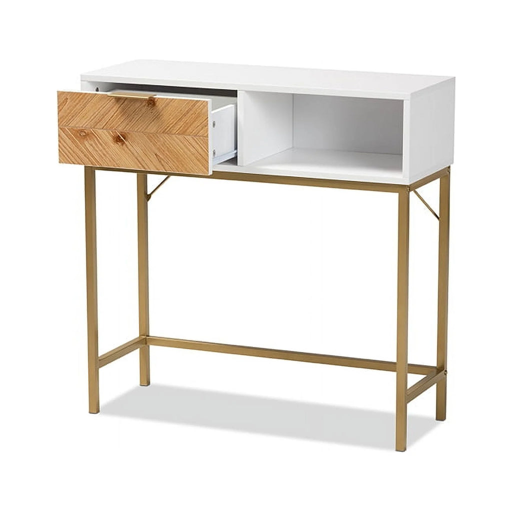 Oak Brown and White 1-Drawer Console M502508