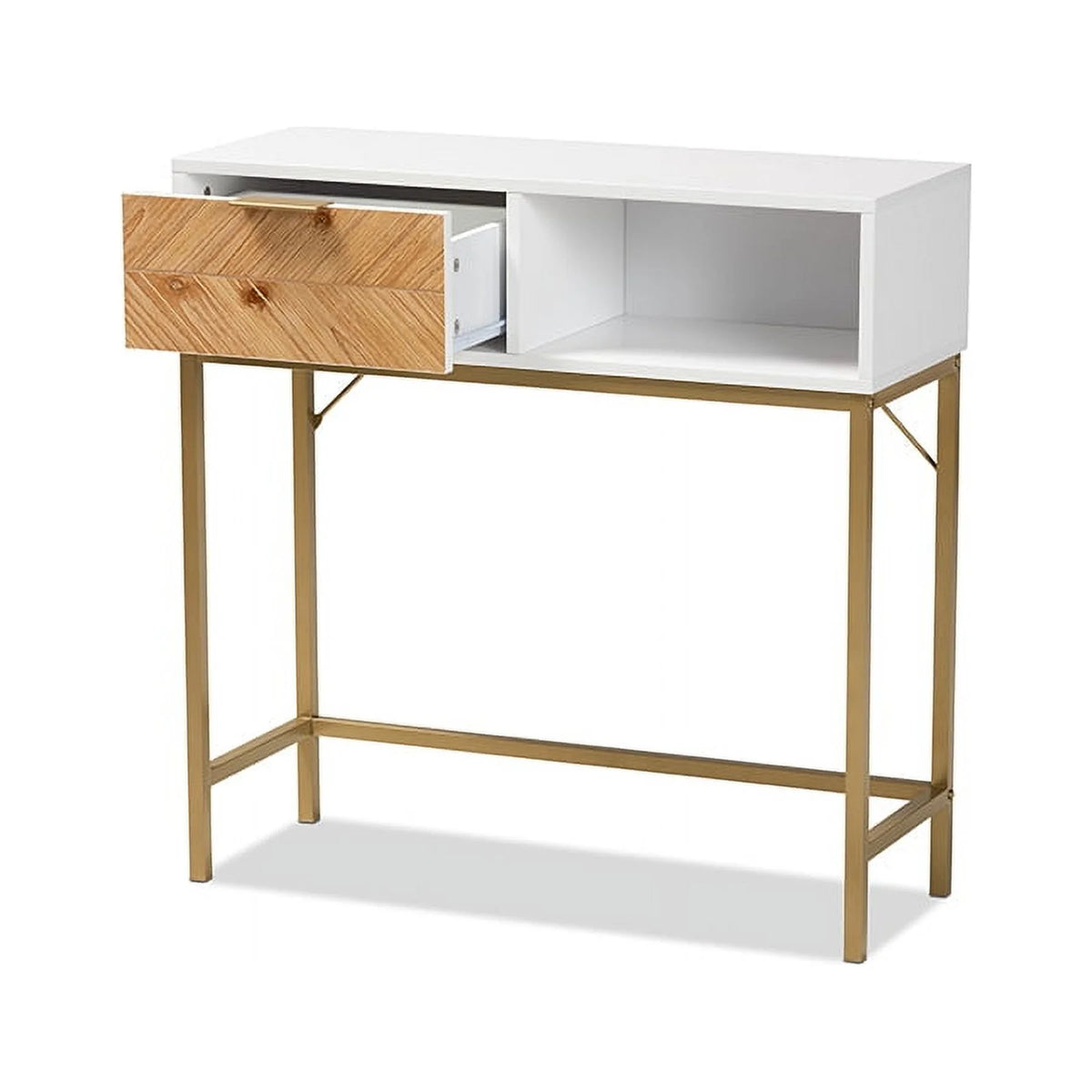 Oak Brown and White 1-Drawer Console M502508