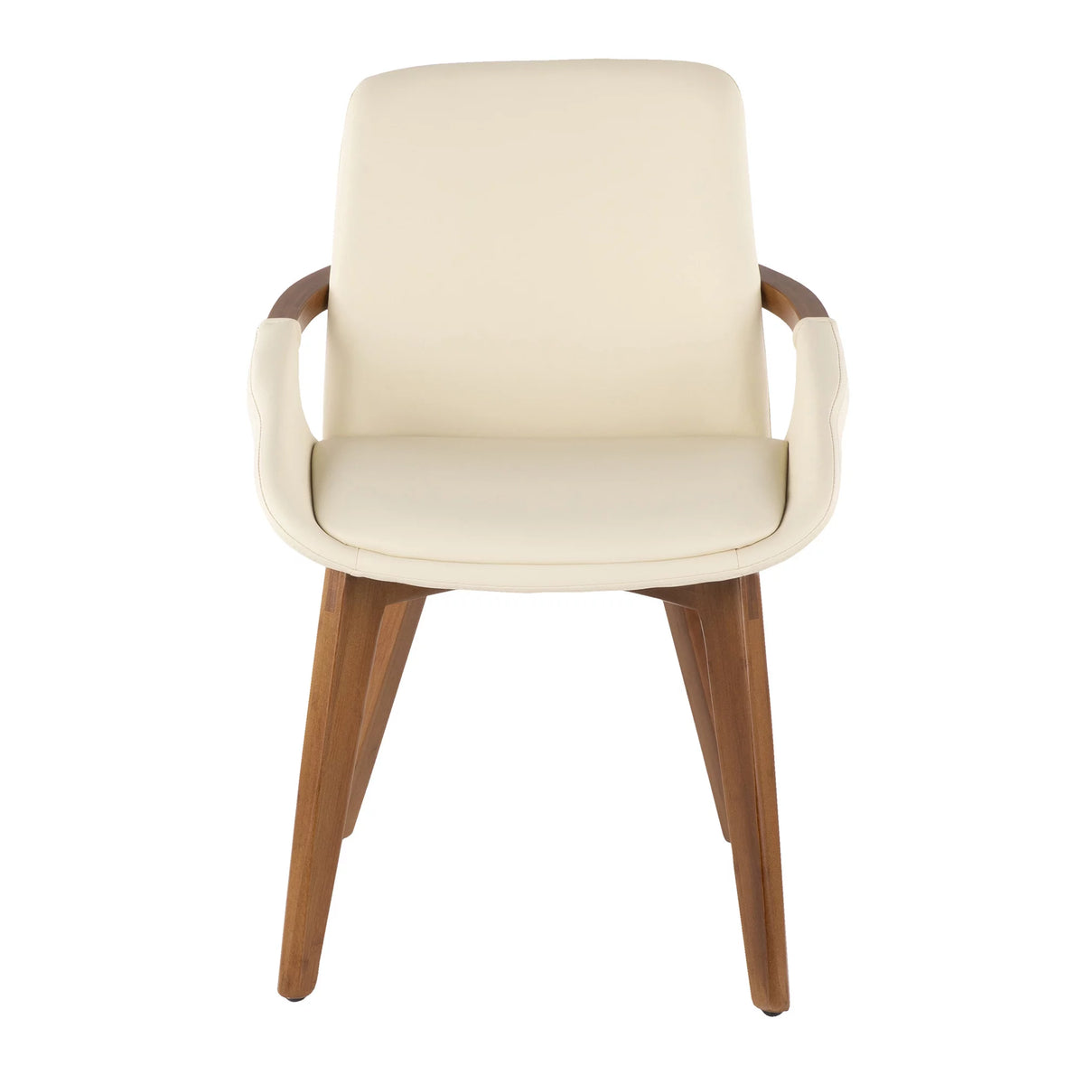 Mid-Century Chair in Walnut and Cream Faux Leather F2024