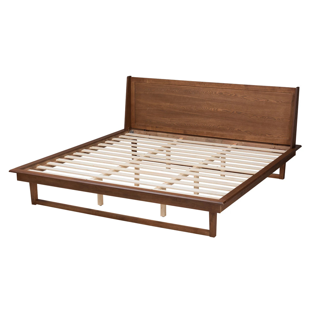 Queen Size Ash Walnut Finished Wood Platform Bed E978506