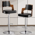 Walnut Bentwood Adjustable Swivel Bar Stools Set of 2 E566