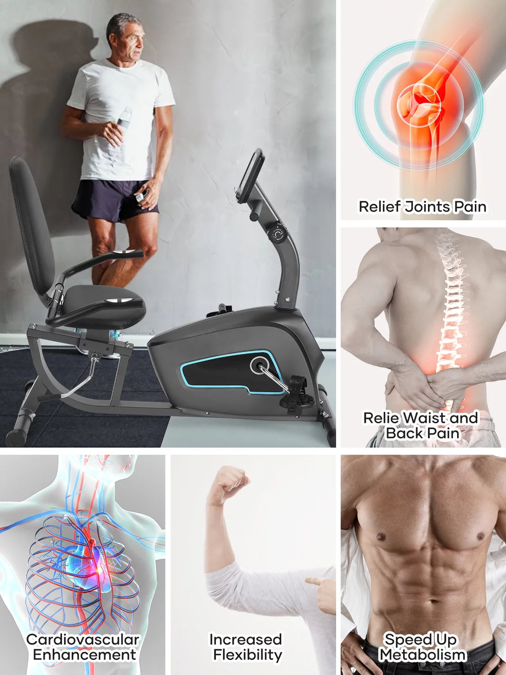 Indoor Recumbent Exercise Bike with Adjustable Seat Q2775