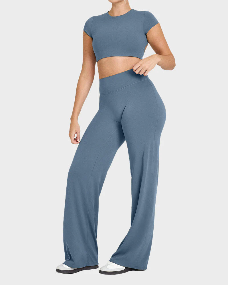 High-Waisted Wide-Leg Yoga Pants G373