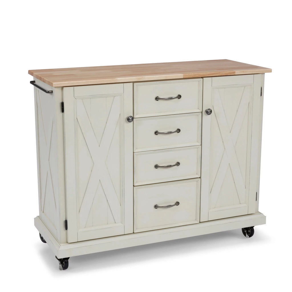 Off White Wood Kitchen Cart C929784