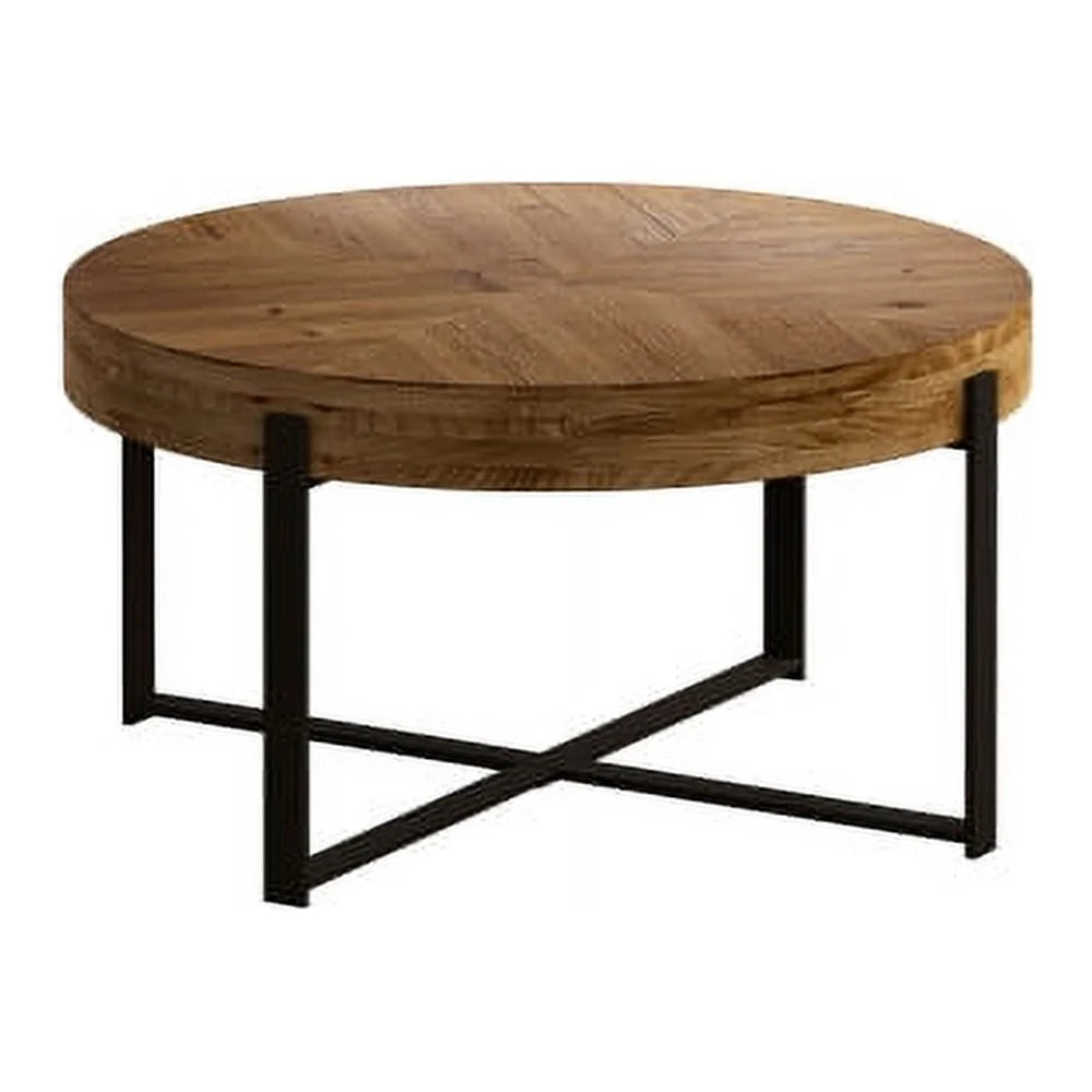 Round Coffee Table with Black Cross Legs Base U740732