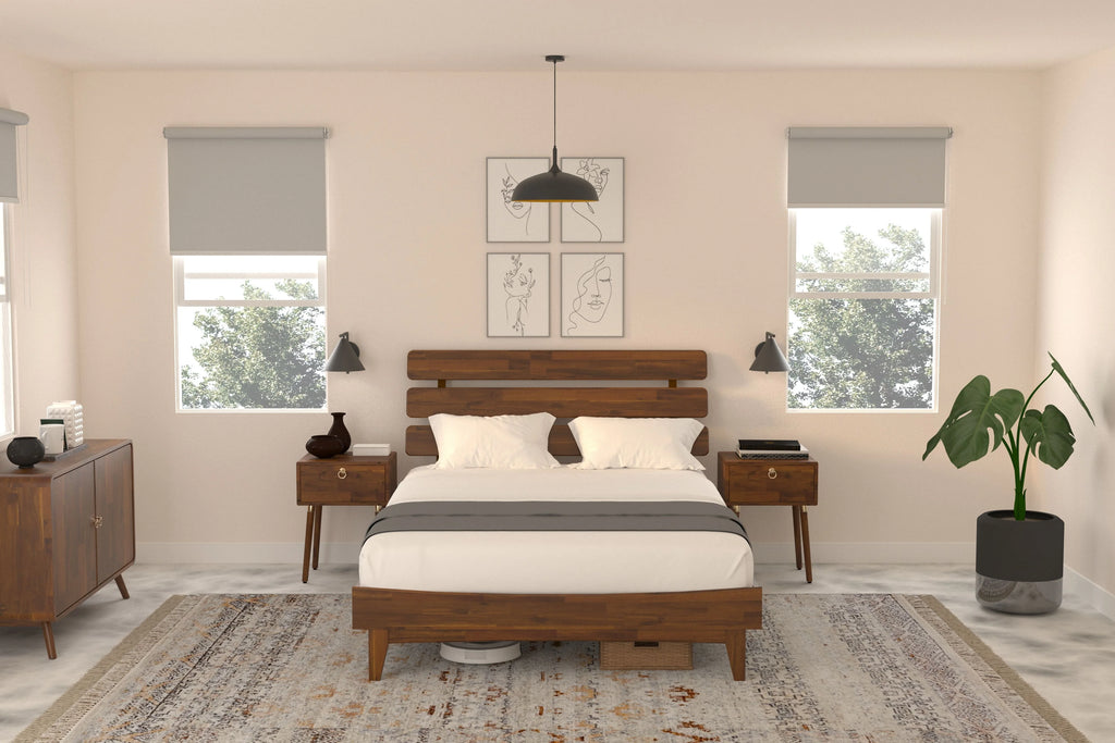 Queen Bed Frame with Adjustable Headboard S608