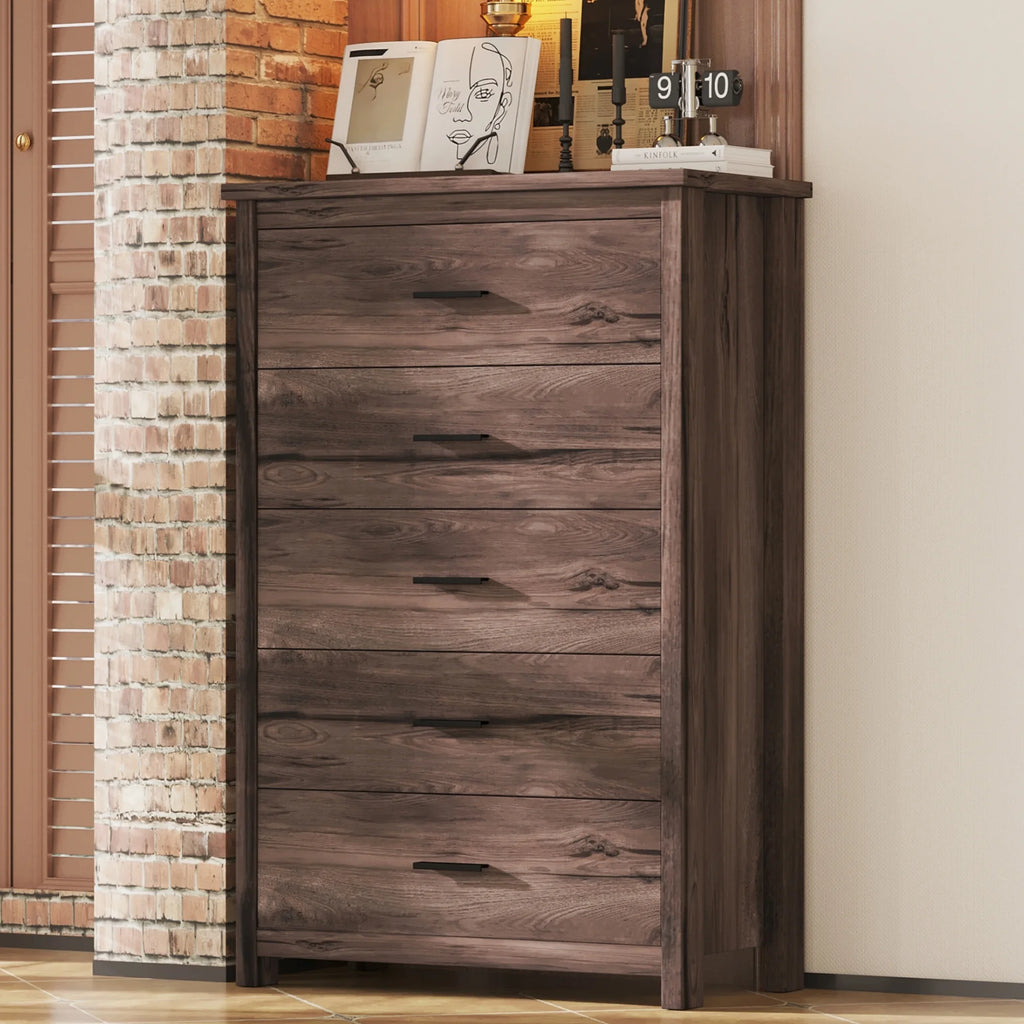 Light Gray 5 Drawer Wooden Dresser U998999