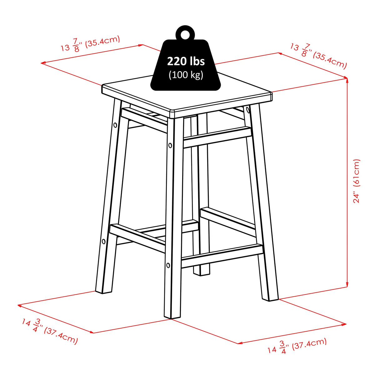 24" Square Seat Counter Stool M205238