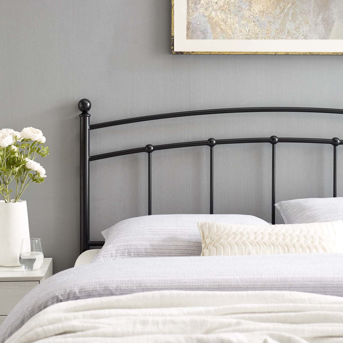 Queen Metal Headboard in Black H286
