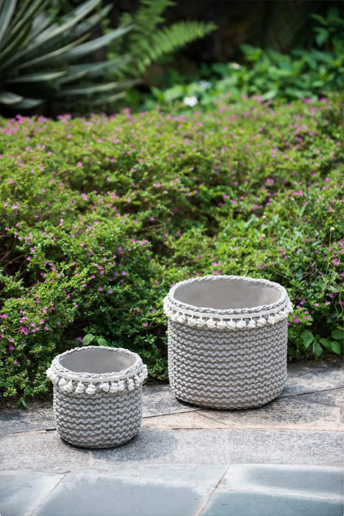 Large Round Basket Planters with Tassel - 13.75" - 2ct C4123