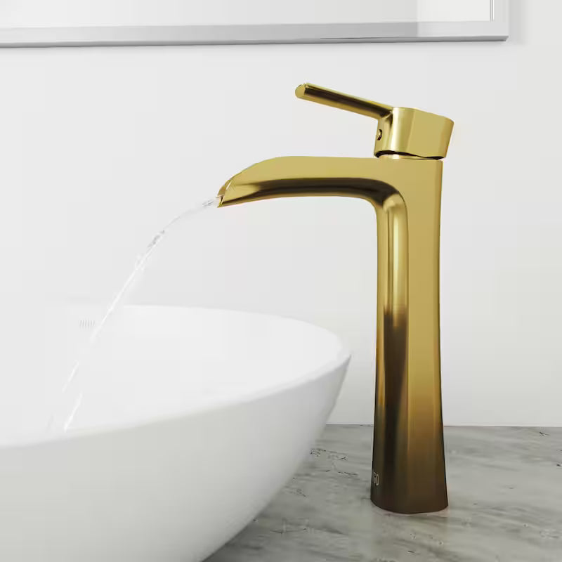 Single Handle Bathroom Vessel Faucet Matte Brushed Gold V1409
