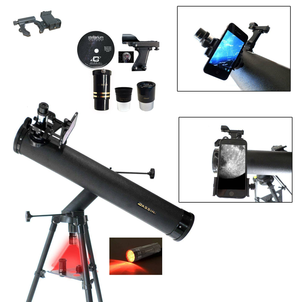 800mm x 80mm Astronomical Reflector Telescope with Smartphone Photo Adapter - Black Q993522