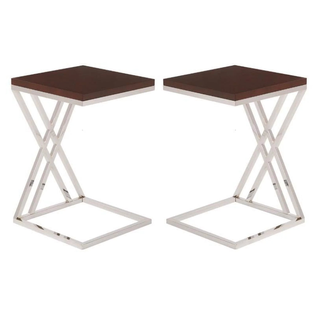 Wood Veneer Top Coffee Table Set of 2 I132
