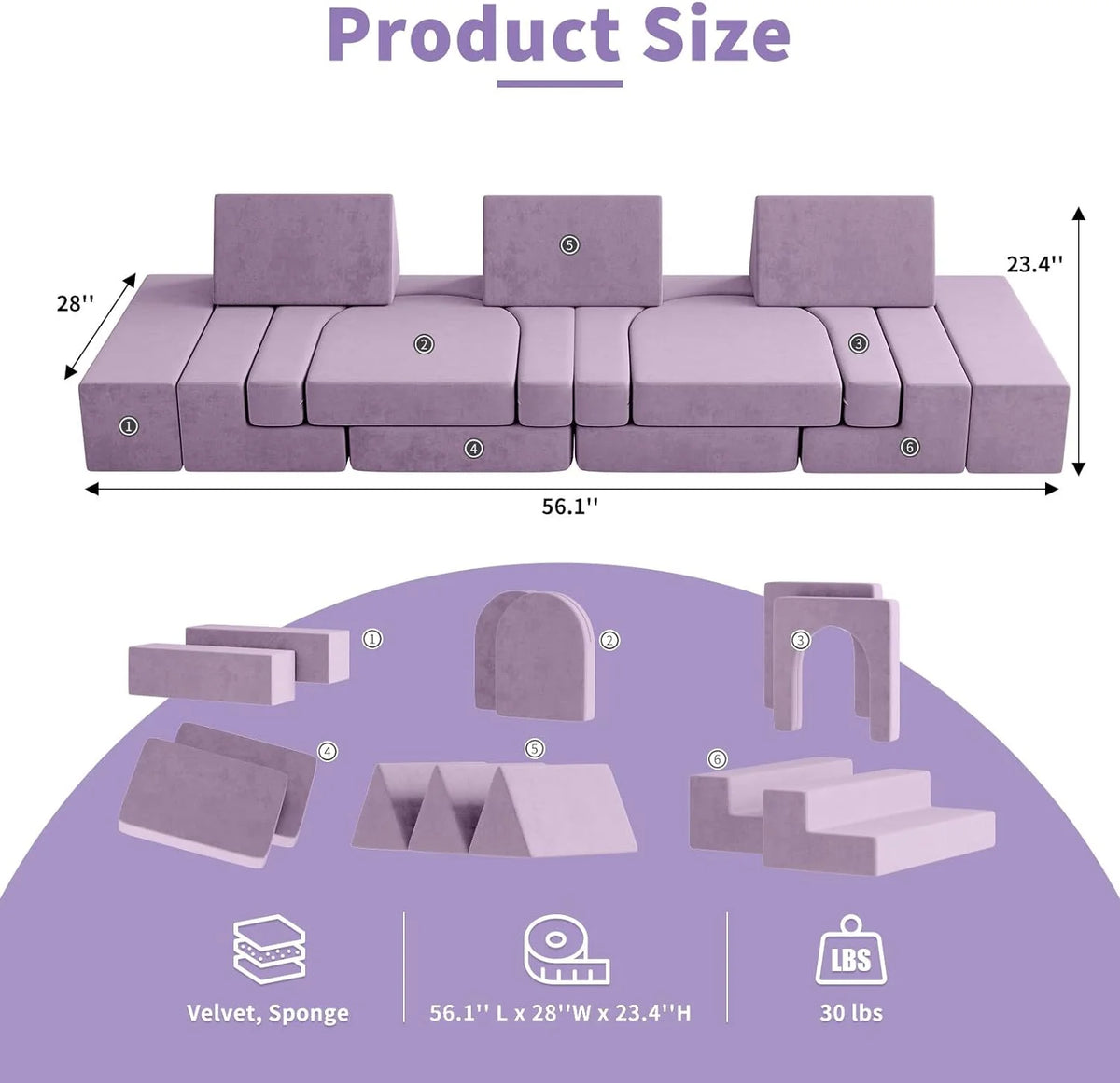 13Pcs Kids Couch Modular Toddler Sofa Z1554