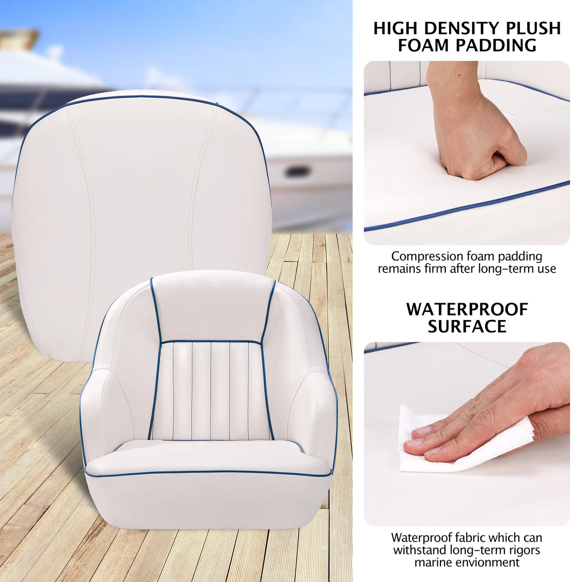 White Navy Blue Boat Seat V147418