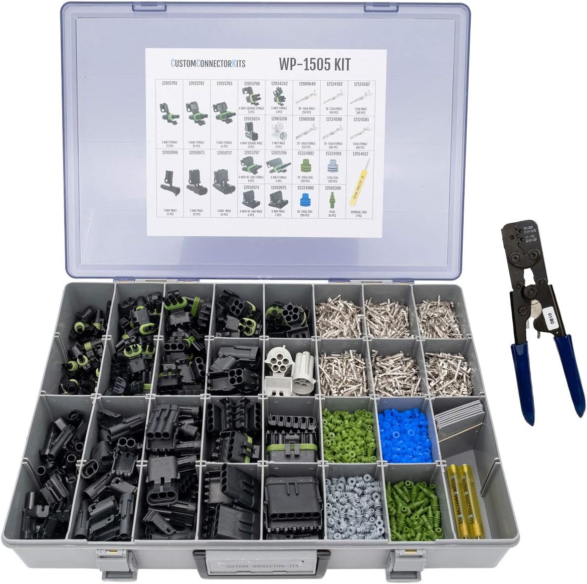 Sealed Weatherproof Automotive Electrical Connectors 20-12 Gauge 1500 Piece Kit M2063