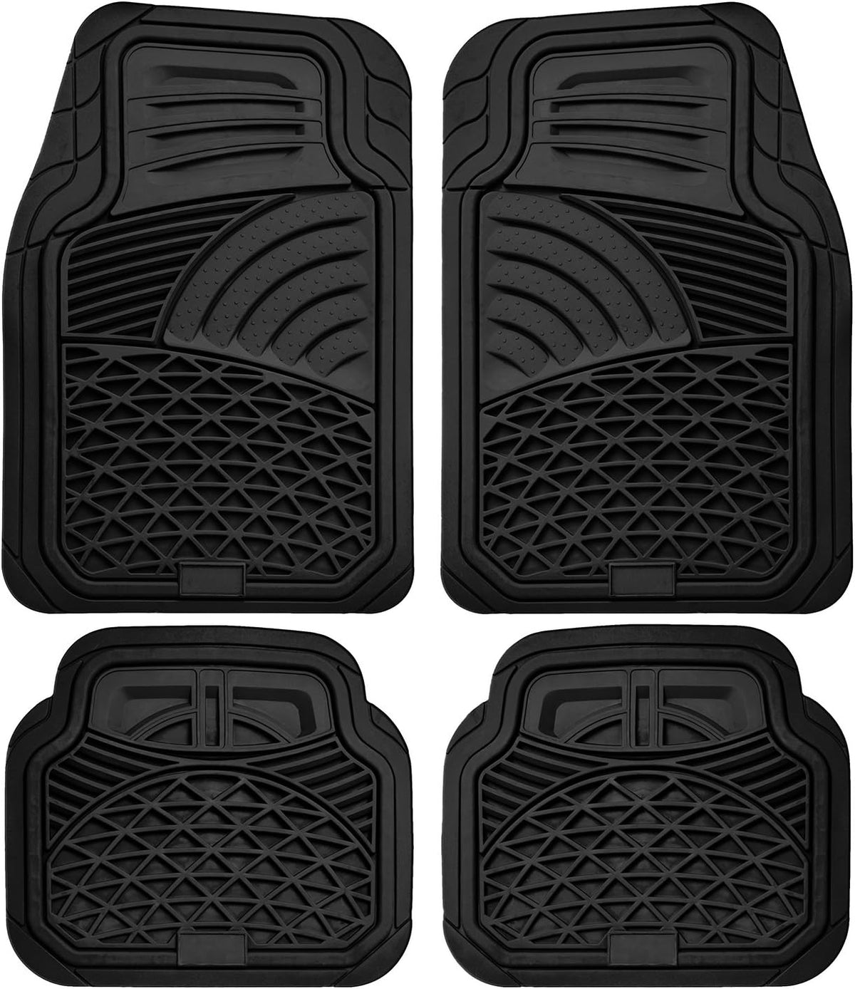 All Weather Heavy Duty Rubber Floor Mats 4 Piece Set Black I1986