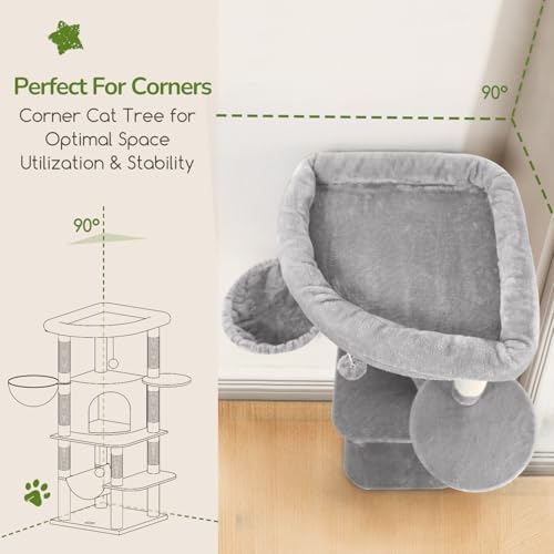 Beige 66inch Corner Cat Tree with 6 Scratching Posts F847