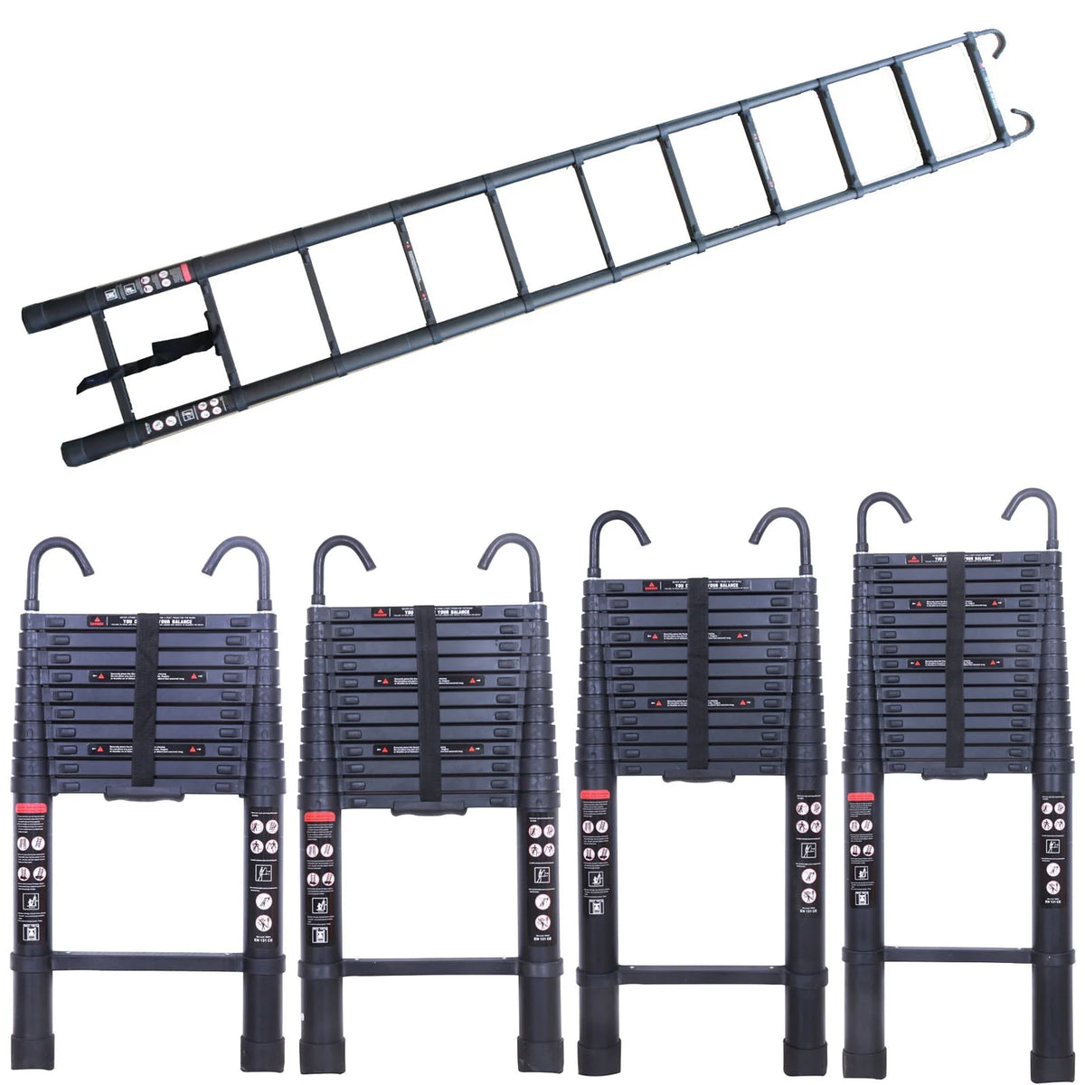 20.3ft Aluminum Telescoping Ladder with 2 Detachable Hooks L581