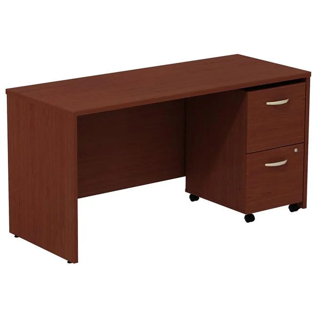 Mahogany Desk Credenza with 2 Drawer Mobile Pedestal H481693