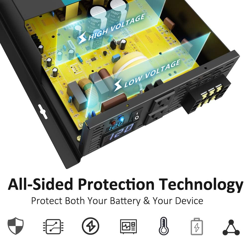 3000W 48V 120V Pure Sine Wave Power Inverter with 2 AC Outlets H341