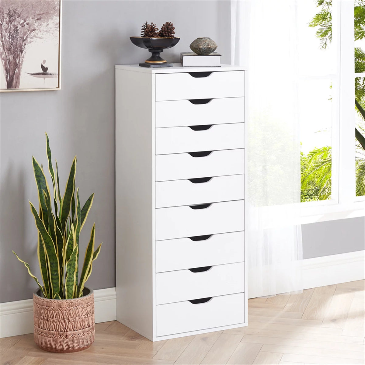 White 5 Drawer Storage Cabinet with Shelf C975327