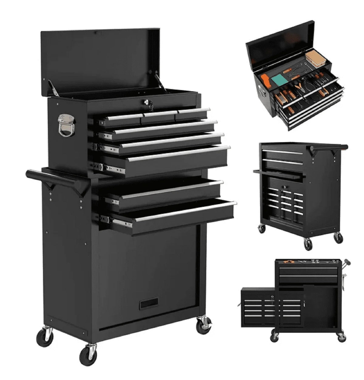 2-IN-1 8-Drawer Rolling Tool Chest & Cabinet P2230