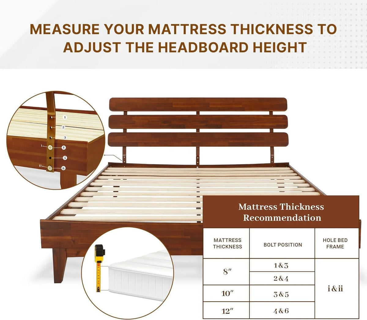 Queen Bed Frame with Adjustable Headboard S608
