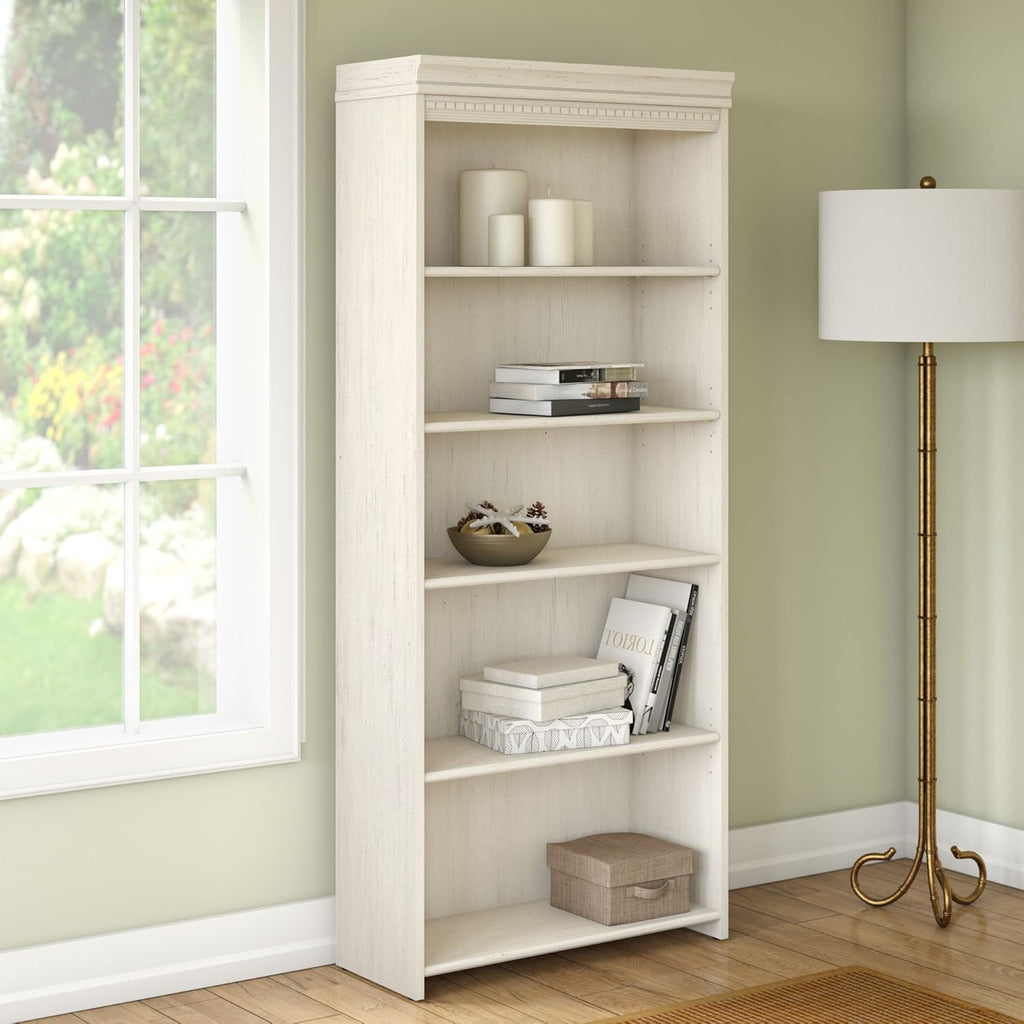 Antique White 5 Shelf Bookcase G99573
