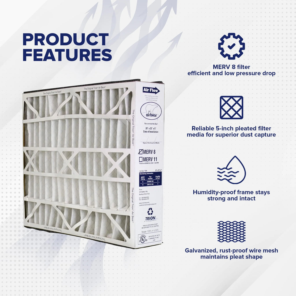 20x 5x 5 Inch MERV 8 Air Purifier Filter (3 Pack) P4858