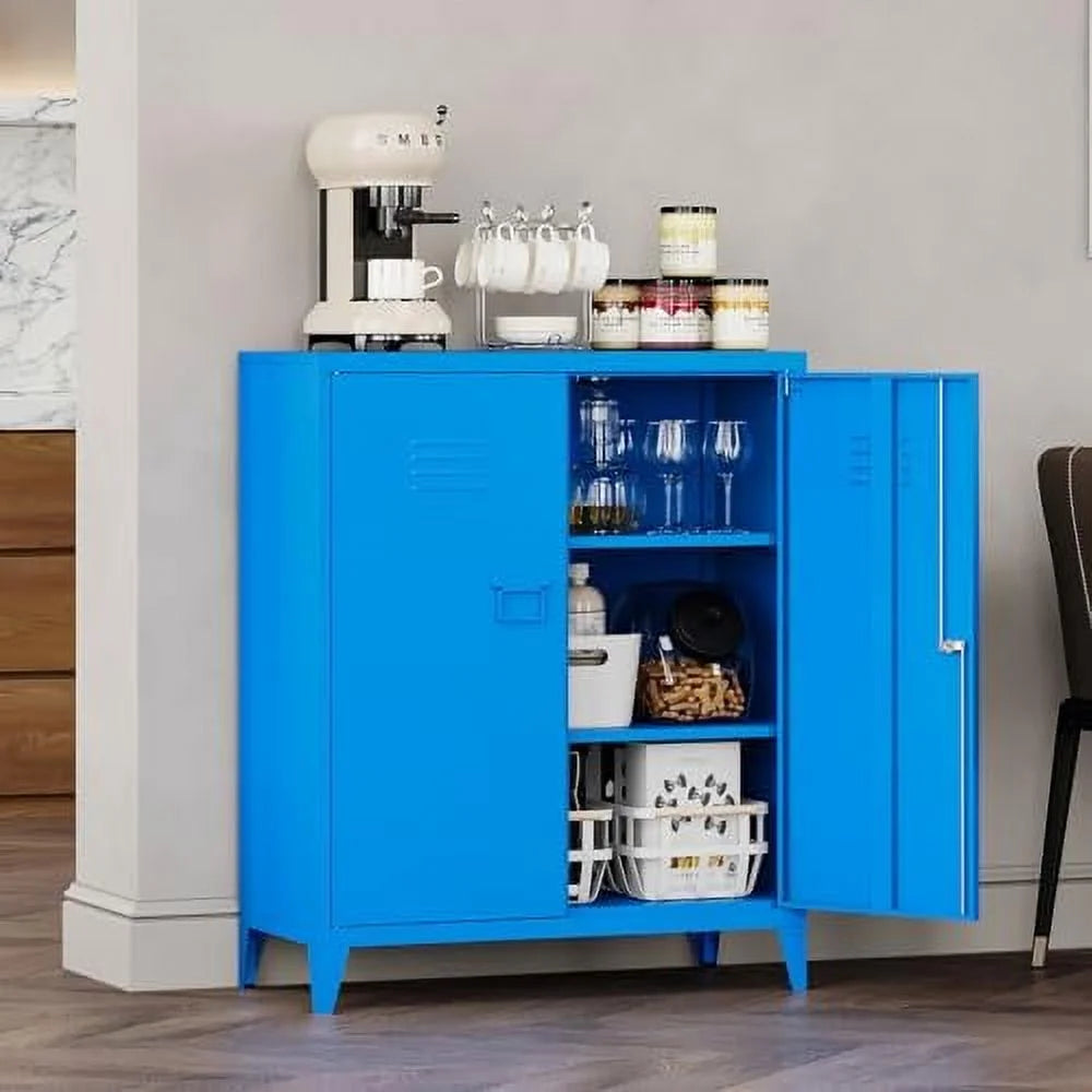 Metal Wardrobe Cabinet with Locking Doors 2 Door Steel Adjustable Shelves V760