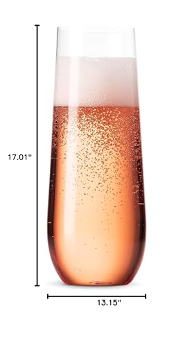 48 Pack 9 Oz Clear Stemless Plastic Champagne Flutes Z834