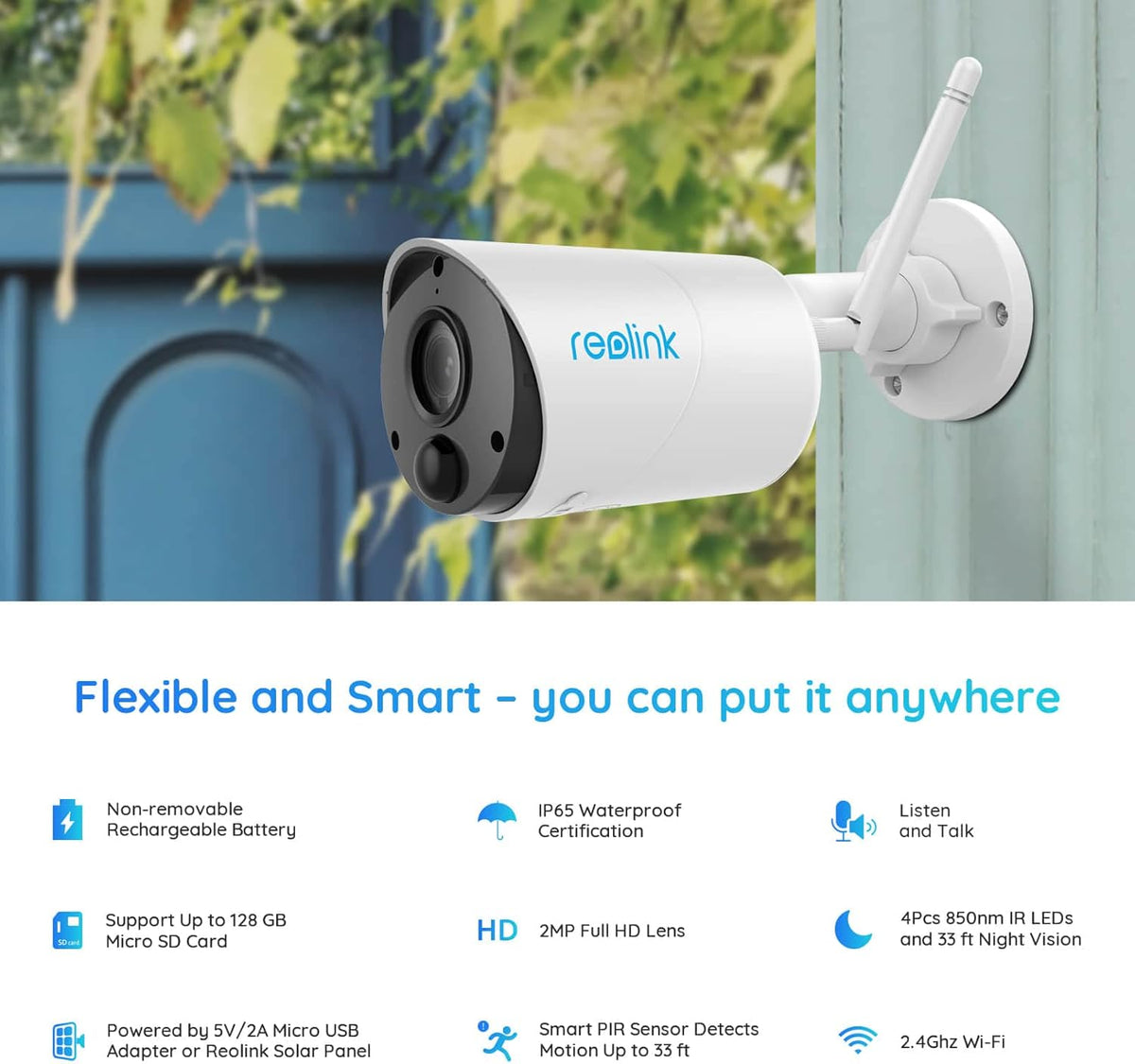 Wireless Outdoor Security Camera 1080P HD Solar Powered 2 Pack R7132