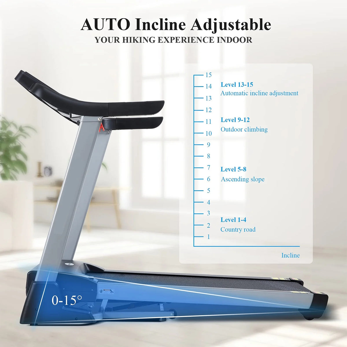 Folding Treadmill with 15% Electric Incline X9123