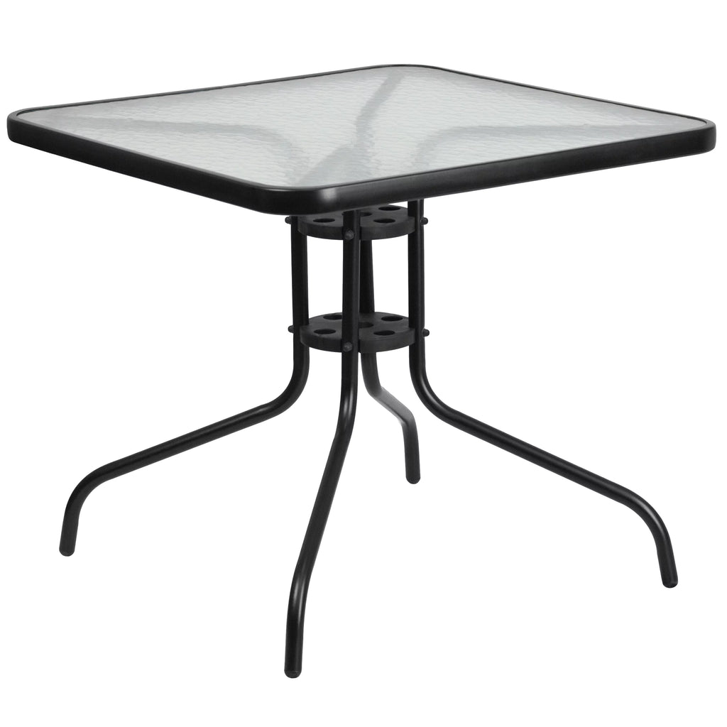 5 Piece Outdoor Patio Dining Set with Tempered Glass Table and 4 Gray Stack Chairs G6222