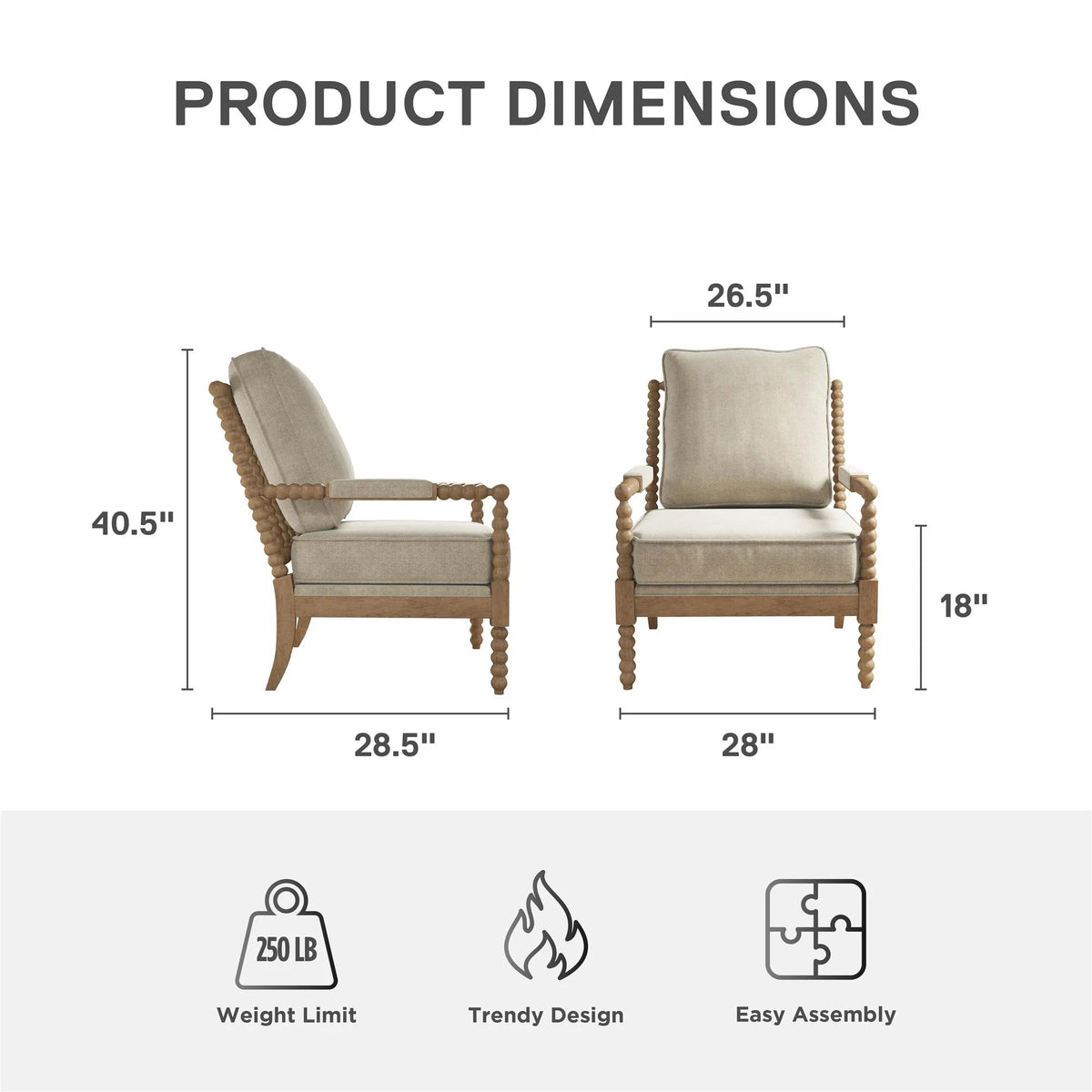 Ivory Upholstered Accent Chair E210