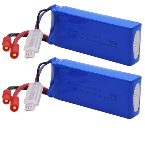 2 Pack 7.4V 2000mAh Lipo Battery and Charger Cable E169246