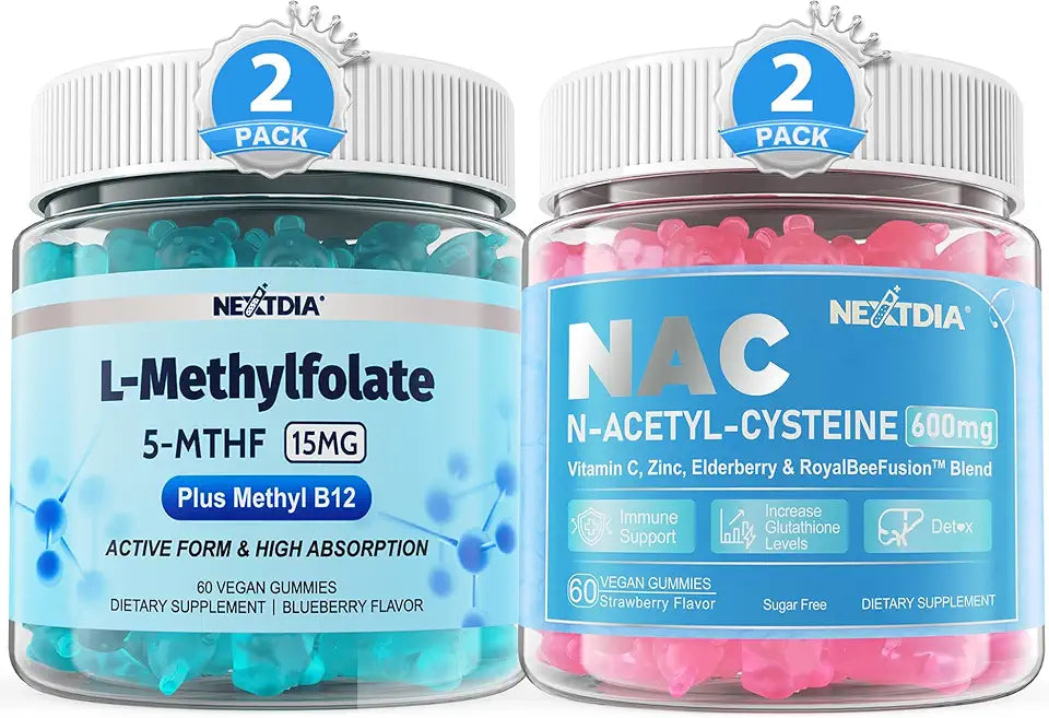 L-MethylFolate 15mg & Methyl B12 Gummies + NAC Gummies H4567