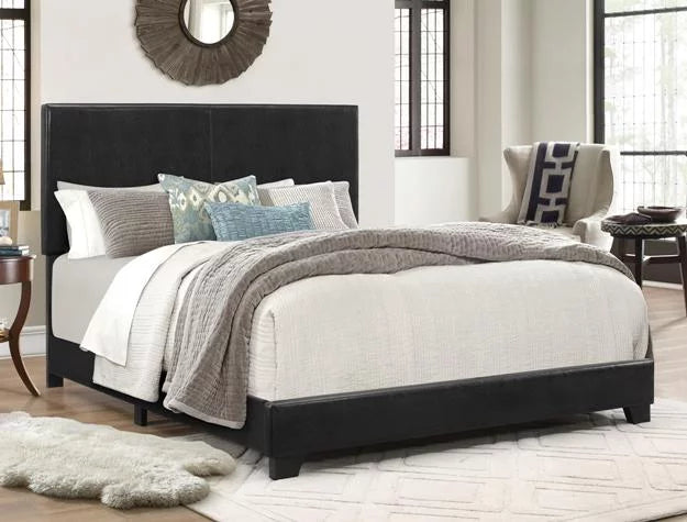Black Faux Leather Full Bed T2145