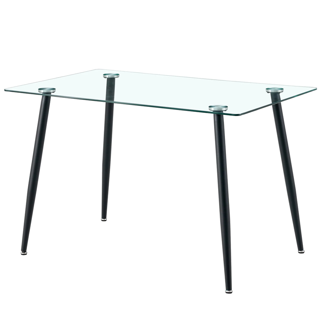 5 Piece Glass Top Dining Table Set with 4 Linen Chairs N788