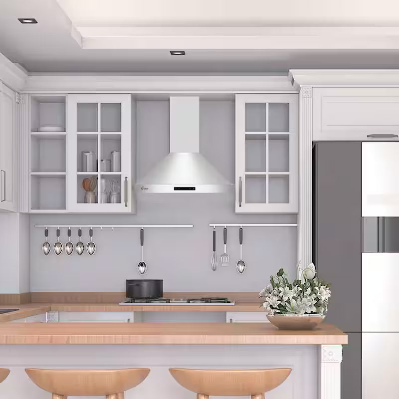 36 in. 380 CFM Ducted Wall Mount Range Hood with Light in Stainless Steel X27086