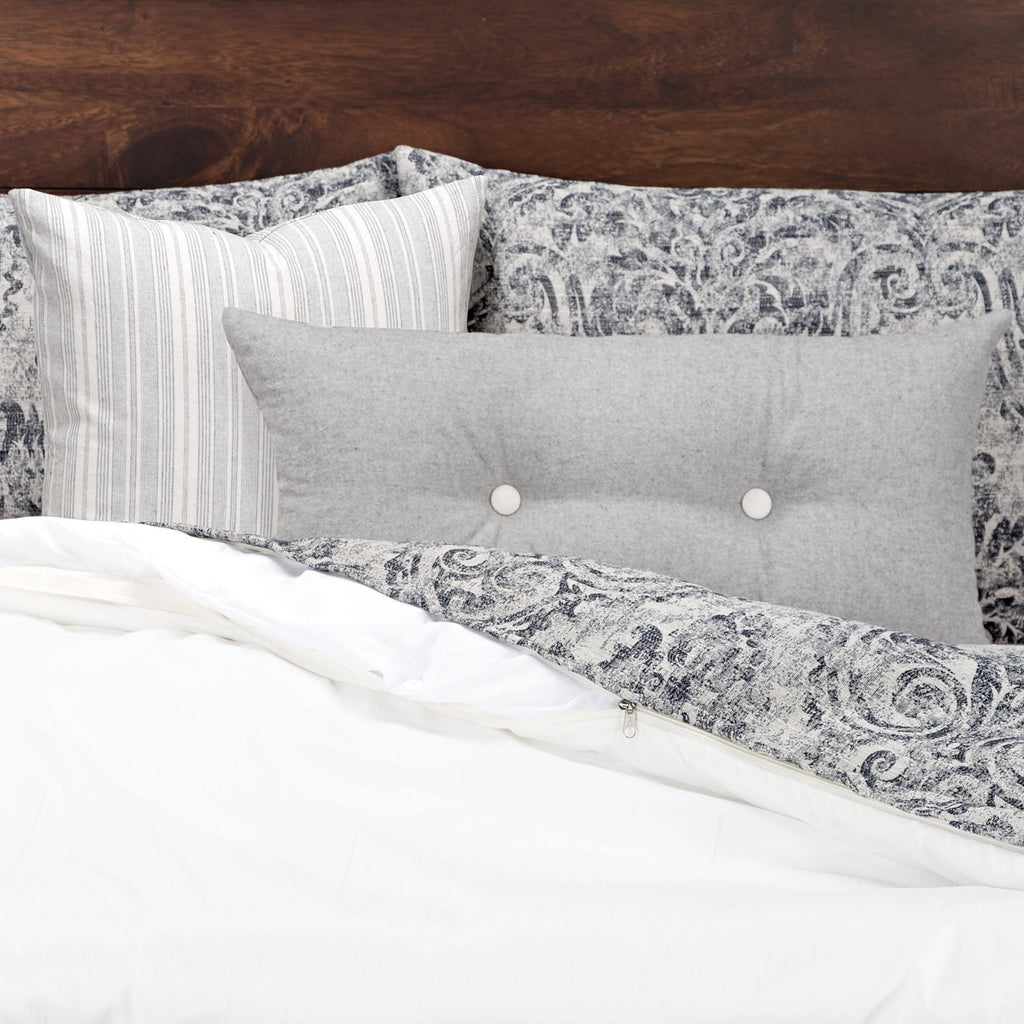 Blue White California King 6 Piece Duvet Cover and Duvet Insert Set Q543