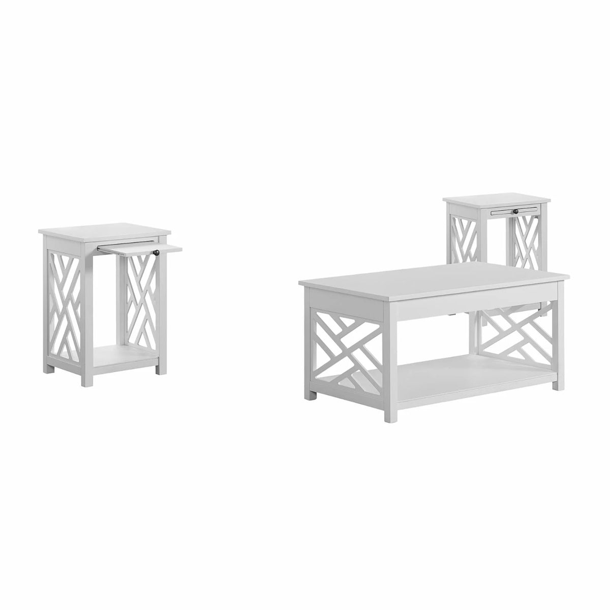 White Wood Coffee Table and Two End Tables F143349