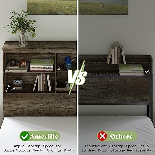 King Size Wooden Platform Bed with Storage Headboard and 4 Drawers M97082