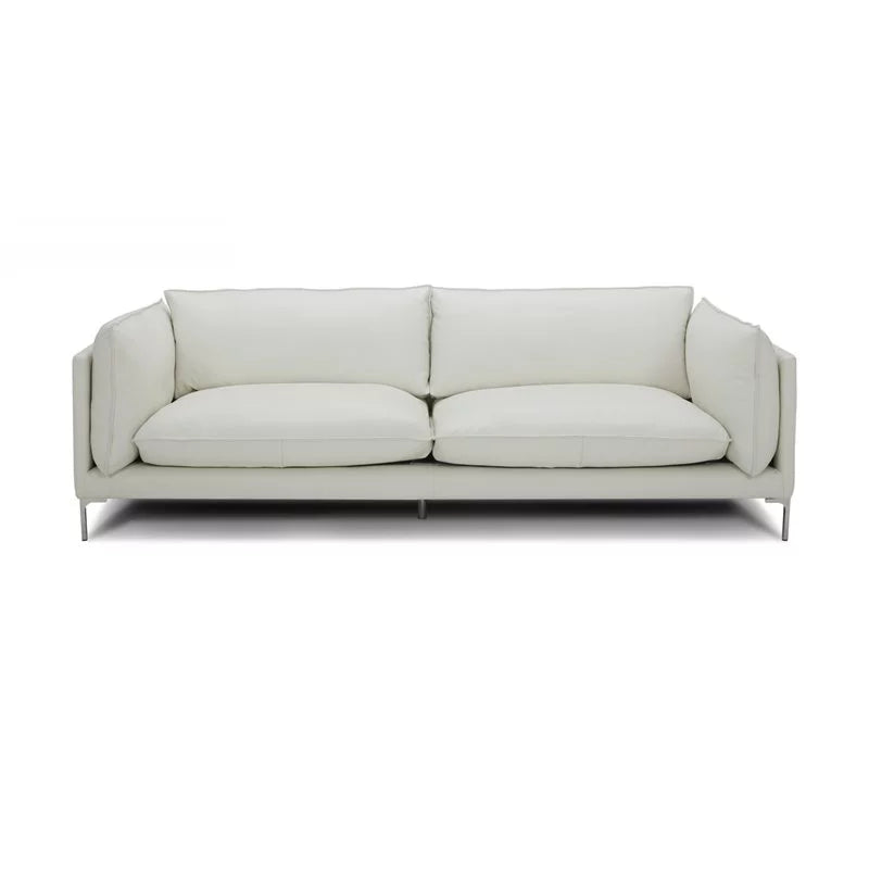 White L-Grade Leather Upholstered Sofa G21983