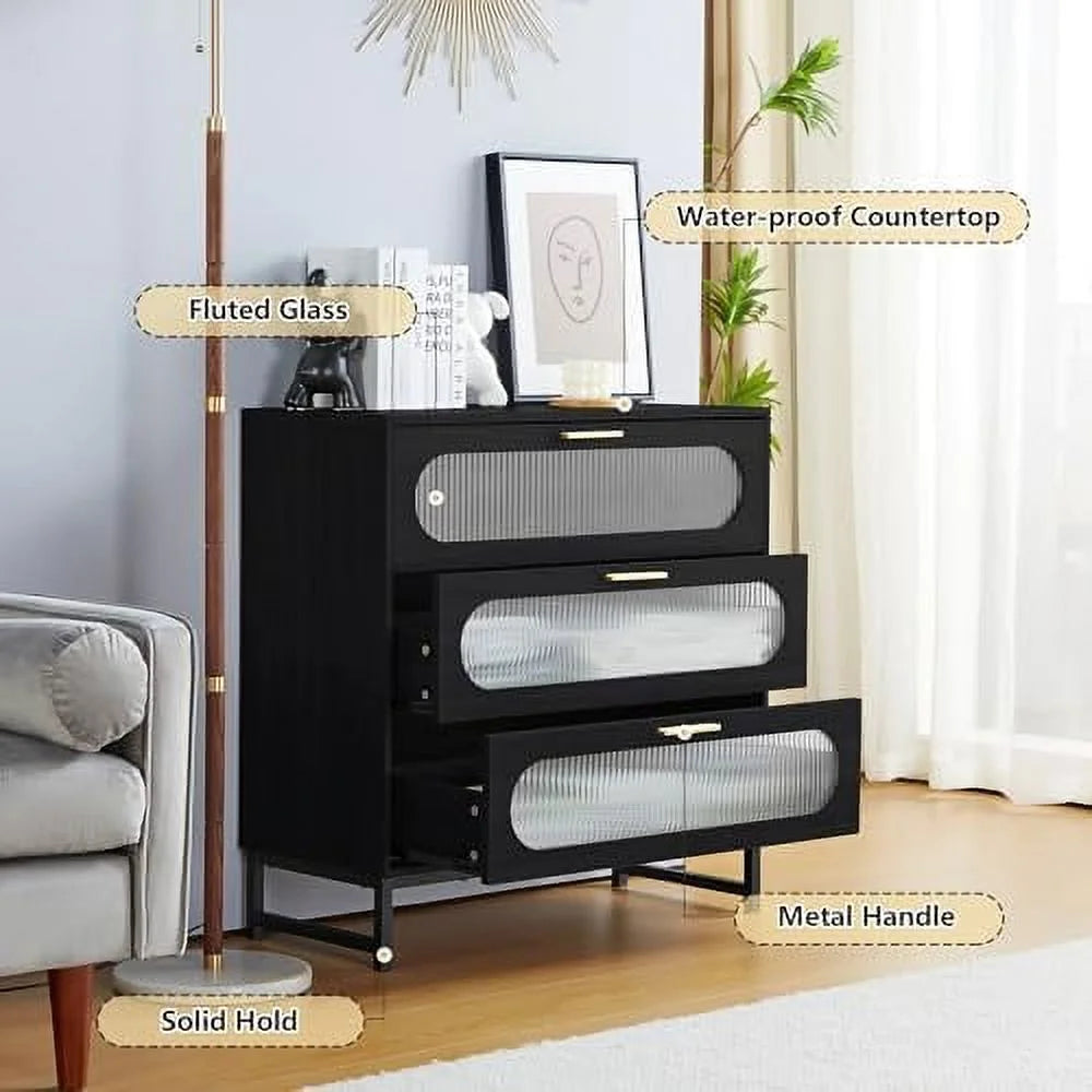 3 Drawer Wood Dresser O803877