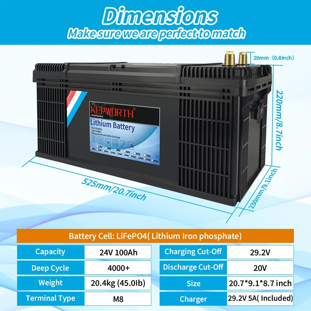 24V 100Ah LiFePO4 Battery with 100A BMS E42270