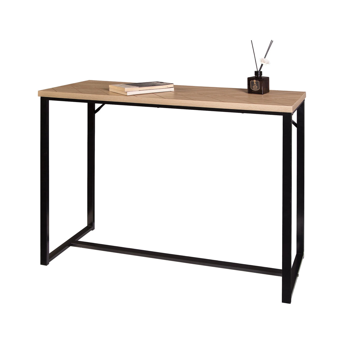 Coastal Modern Console Table Natural Wood Top with Black Metal Legs S520